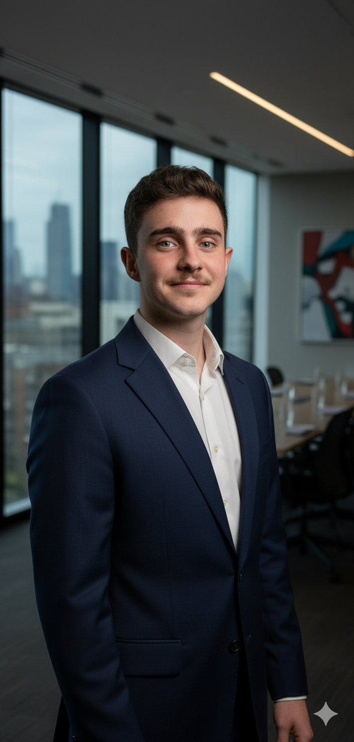 Luke Petzer on a balcony